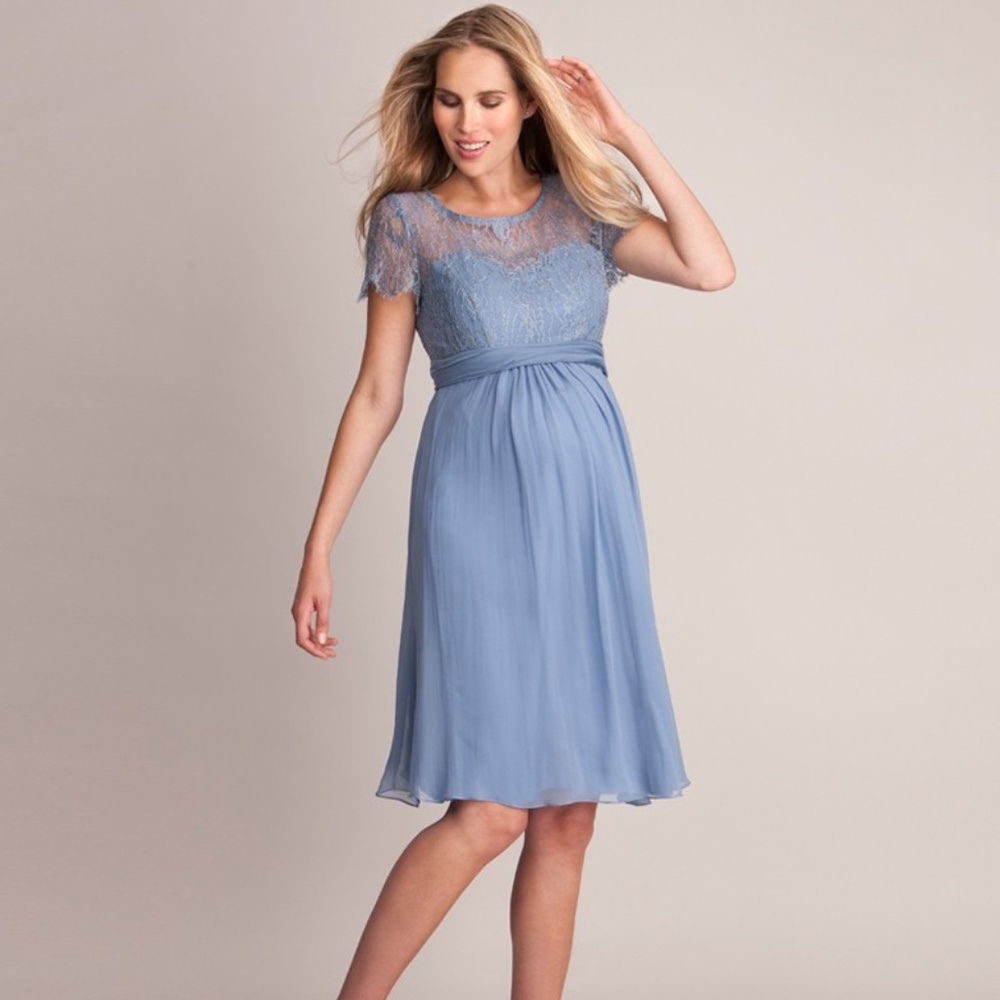 Seraphine Cornflower Silk Maternity Dress - Size 4